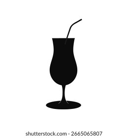 cocktail with cherry silhouette vector with white background