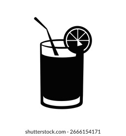 cocktail with cherry silhouette vector with white background