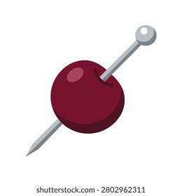 Cocktail cherry with silver garnish pin