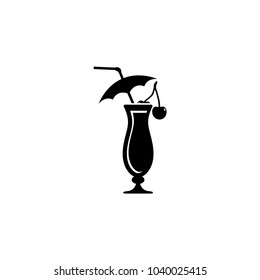 Cocktail with Cherry vector icon. Simple flat symbol on white background