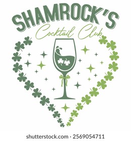 SHAMROCK’S COCKTAIL CLUB  St.Patrick’s Day Funny Saying T-Shirt Design