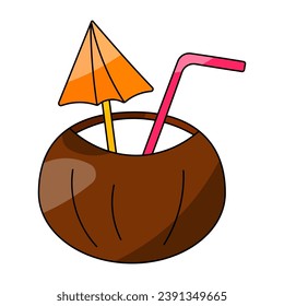 cocktail coco alcohol tropical drink icon element vector illustration