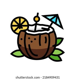 cocktail coconut coco color icon vector. cocktail coconut coco sign. isolated symbol illustration