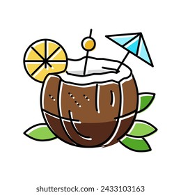 cocktail coconut coco color icon vector. cocktail coconut coco sign. isolated symbol illustration