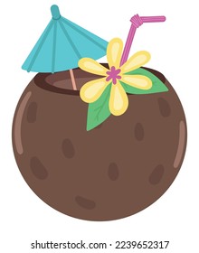 cocktail coconut color pastel tropical icon