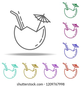 cocktail in coconut dusk icon. Elements of Summer holiday & Travel in multi color style icons. Simple icon for websites, web design, mobile app, info graphics