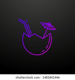 Cocktail in coconut dusk style nolan icon. Elements of summer holiday and travel set. Simple icon for websites, web design, mobile app, info graphics