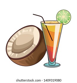 cocktail with coconut icon cartoon vector illustration graphic design
