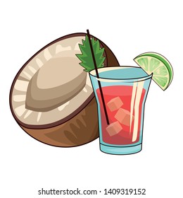 cocktail with coconut icon cartoon vector illustration graphic design