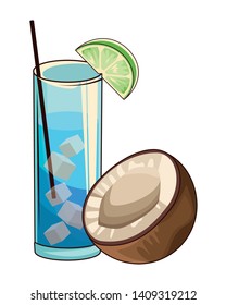 cocktail with coconut icon cartoon vector illustration graphic design
