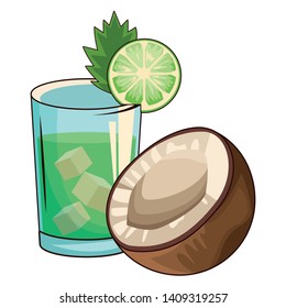 cocktail with coconut icon cartoon vector illustration graphic design