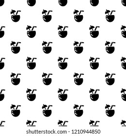Cocktail coconut pattern vector seamless repeating for any web design