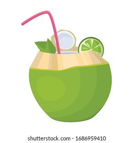 Cocktail of coconut vector icon.Cartoon vector icon isolated on white background cocktail of coconut.