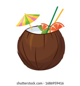 Cocktail of coconut vector icon.Cartoon vector icon isolated on white background cocktail of coconut.