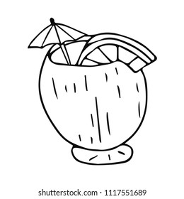 Cocktail of coconut vector illustration.