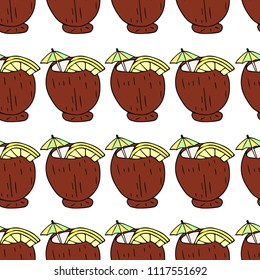 Cocktail of coconut vector illustration.