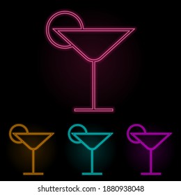cocktail color neon set. Simple thin line, outline vector of web icons for ui and ux, website or mobile application