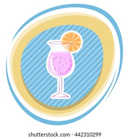 Cocktail colorful icon. Vector illustration in cartoon style