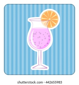 Cocktail colorful icon. Vector illustration in cartoon style