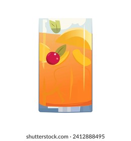 Cocktail of colorful set. A brilliantly colorful cocktail, complete with a vibrant mix of fruit slices is perfect for summer vibe projects. Vector illustration.