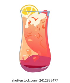 Cocktail of colorful set. The color palette of cocktail is a cheerful symphony of bright hues, from the zesty oranges to the luscious pinks. Vector illustration.