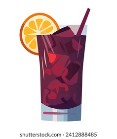 Cocktail of colorful set. In this artwork a stunning cocktail creation appears to burst with a riot of bright, mouthwatering shades. Vector illustration.