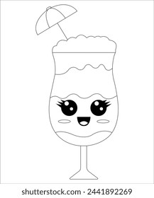 cocktail coloring book page for kids and adults