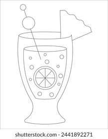 cocktail coloring book page for kids and adults