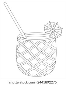 cocktail coloring book page for kids and adults