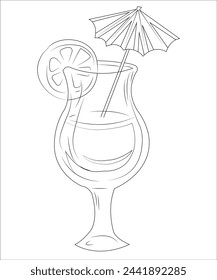 cocktail coloring book page for kids and adults