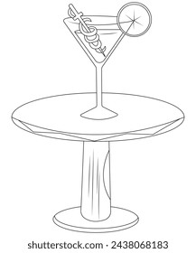 cocktail coloring book page vectore art line art