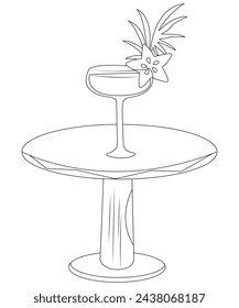 cocktail coloring book page vectore art line art