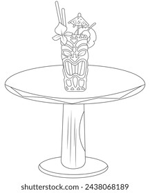cocktail coloring book page vectore art line art