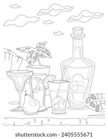Cocktail Coloring page for Adults 