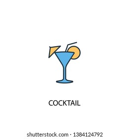 cocktail concept 2 colored line icon. Simple yellow and blue element illustration. cocktail concept outline symbol design