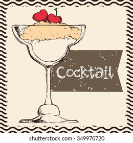 Cocktail concept with her own glass design, vector illustration 10 eps graphic.
