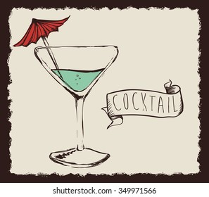 Cocktail concept with her own glass design, vector illustration 10 eps graphic.