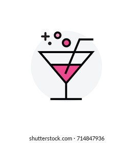 Cocktail concept Isolated Line Vector Illustration editable Icon