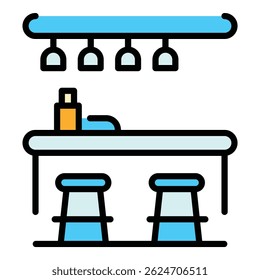 Cocktail counter icon. Outline Cocktail counter vector icon for web design isolated on white background color flat