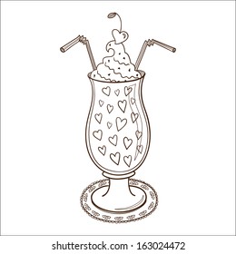 Cocktail für Paare. Vektordesign-Element für den Valentinstag skizzieren