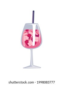 cocktail cup with cherries on white background