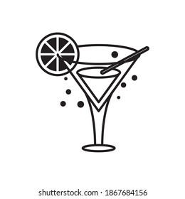 cocktail cup with orange line style icon vector illustration design