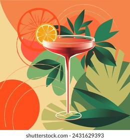 Cóctel Daiquiri vector ilustración retro