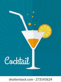 Cocktail design over blue background, vector illustration.