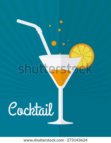 Cocktail design over blue background, vector illustration.