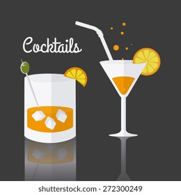 Cocktail design over gray background, vector illustration.