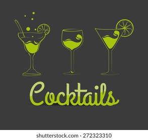 Cocktail design over gray background, vector illustration.