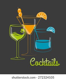 Cocktail design over gray background, vector illustration.