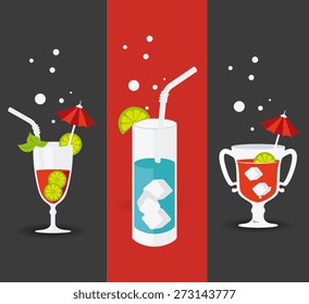 Cocktail design over gray background, vector illustration.
