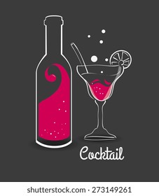Cocktail design over gray background, vector illustration.